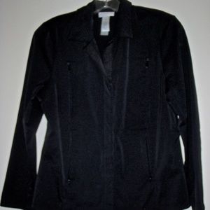 Liz Claiborne women's black sateen collared snap closure jacket size M